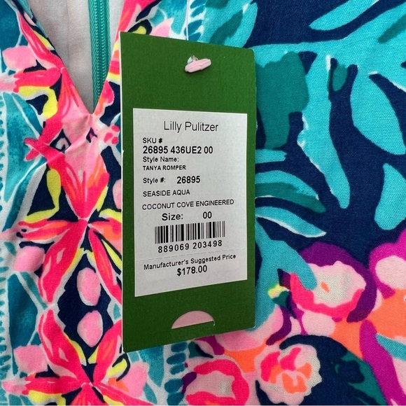 Lilly Pulitzer Tanya Romper in Seaside Aqua Size 00 - Picture 4 of 16